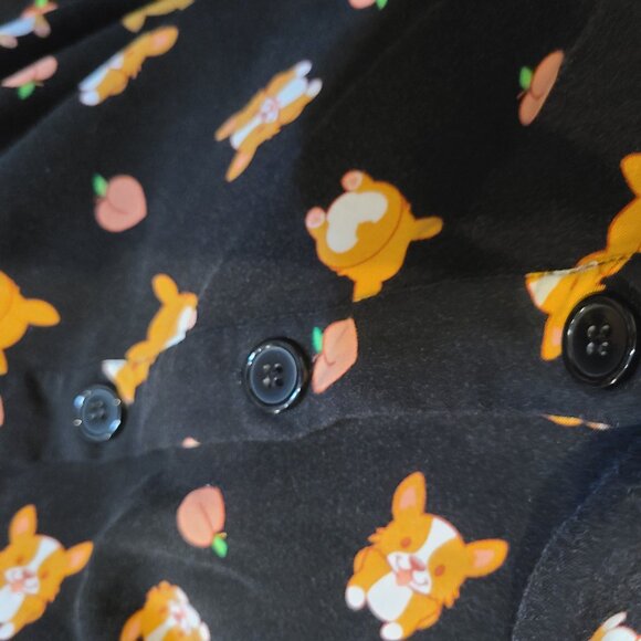 Hot Topic Corgi dog and peaches button down pocket dress size - Picture 3 of 8